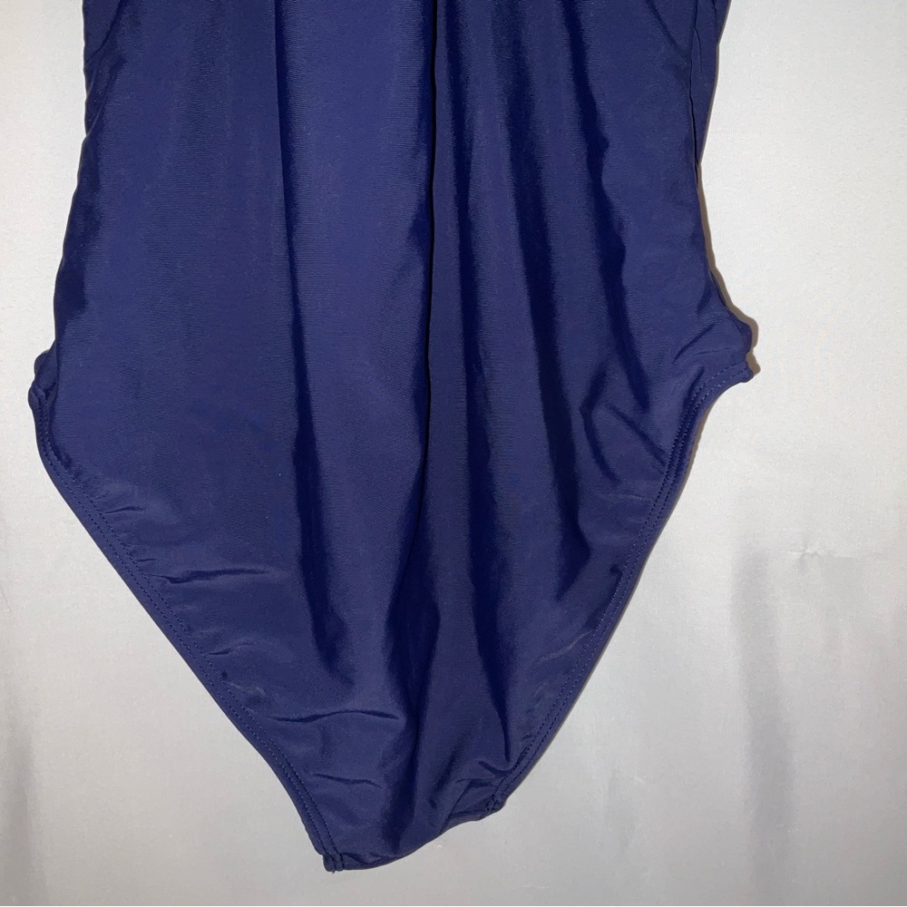 NWT Women’s Holipick High Neck 1-Piece Tummy Control Cross Back Swimsuit Navy M - Picture 8 of 9